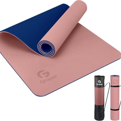 Gruper Yoga Mat Non Slip, Eco Friendly Fitness Exercise Mat with Carrying Strap,