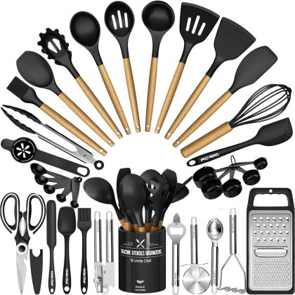 Umite Chef Kitchen Utensils Set- 34PCS Silicone Cooking Utensils with Holder, He