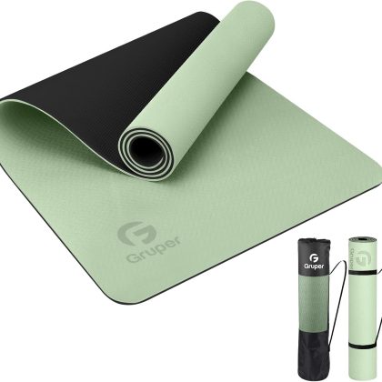 Gruper Yoga Mat Non Slip, Eco Friendly Fitness Exercise Mat with Carrying Strap,