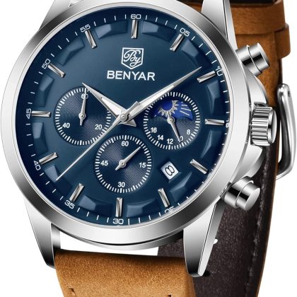 BENYAR Mens Watches Waterproof Wrist Watch for Men Multifunction Chronograph Bla